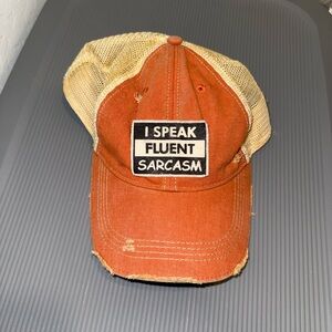 Orange and Tan Cap with Sarcasm Patch